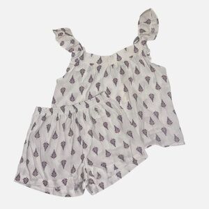 NWT Joie 2pc Pajama Lounge Set Shorts & Baby Doll Ruffle Top 100% Cotton S Boho